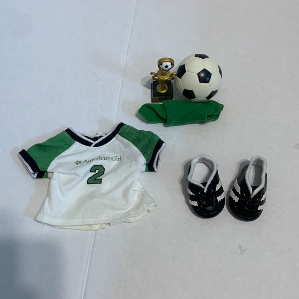 American Girl Doll Green Soccer Set with Accessories
